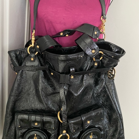 Elliott Lucca- Black Patent Leather Hobo Bag - Picture 10 of 10